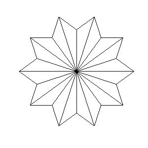 full unfolding of 1,2,7 triangle, making a rosette shape